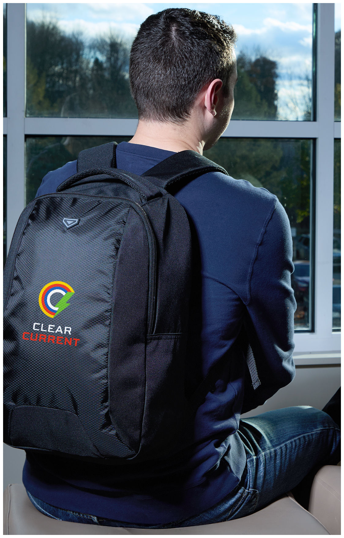 Taylor Recycled 15" Computer Backpack shown worn on a person