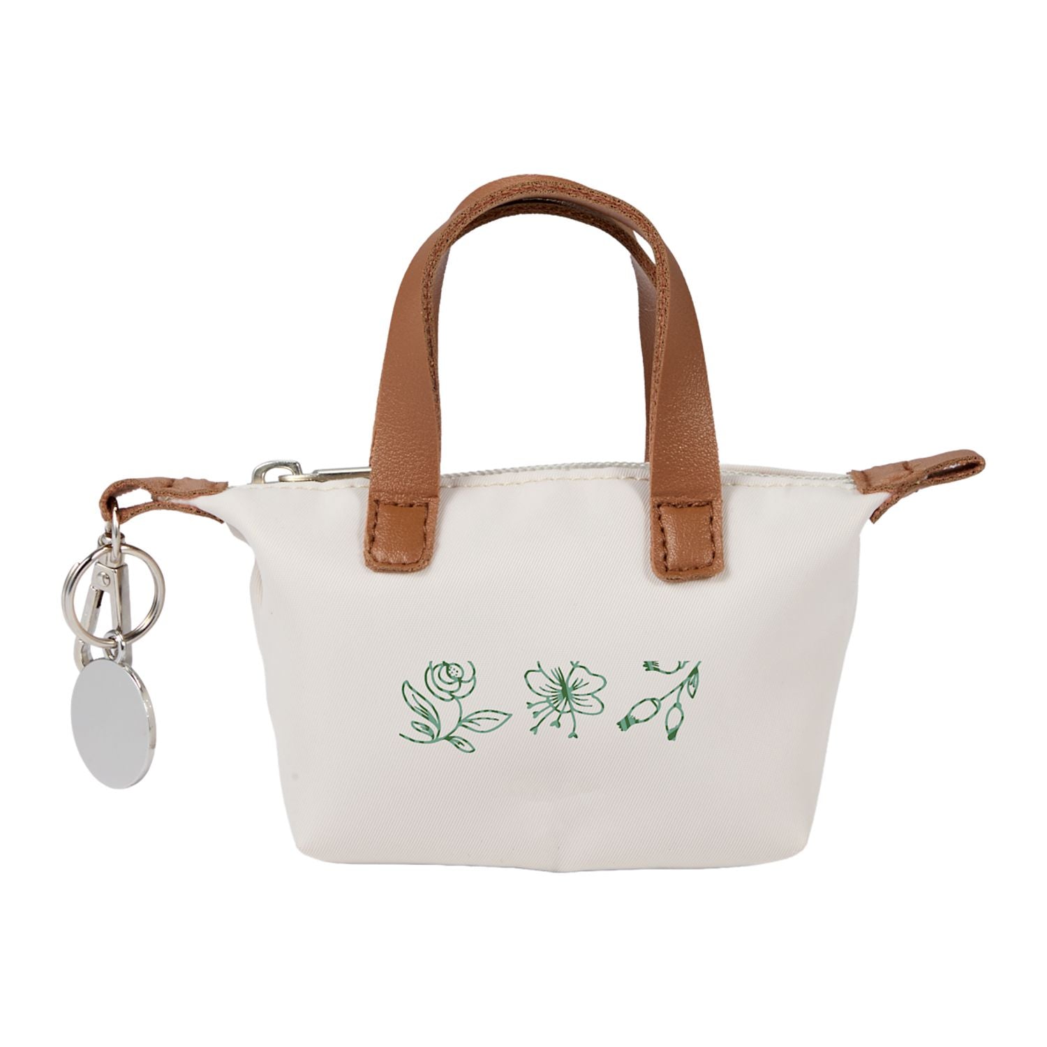 Natural Mini Fontaine Tote Charm with a custom logo
