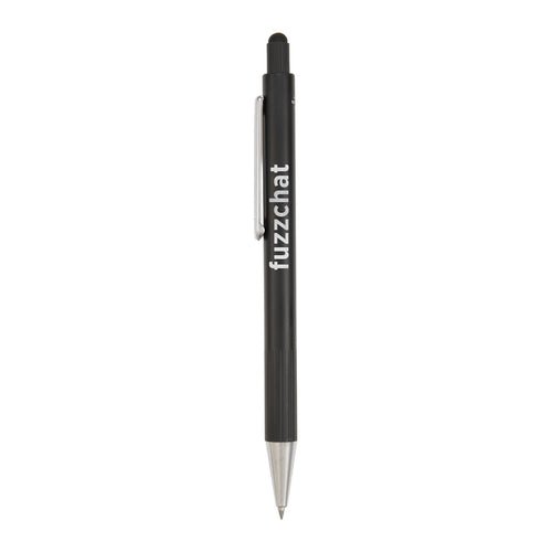 Black Aria Recycled Gel Stylus Pen with a custom logo
