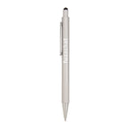 Silver Aria Recycled Gel Stylus Pen with a custom logo