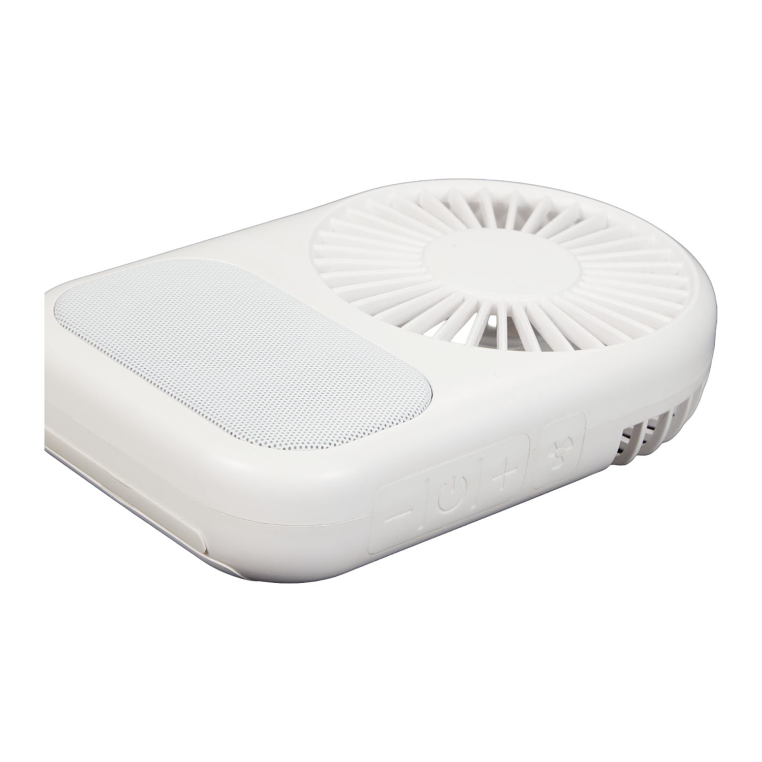 White electronic device with a fan-like top on a white background