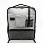 Gray backpack with black accents on a white background