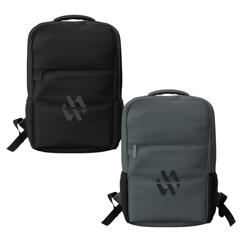 Black and Gray Flux 17" laptop Backpack with a custom logo
