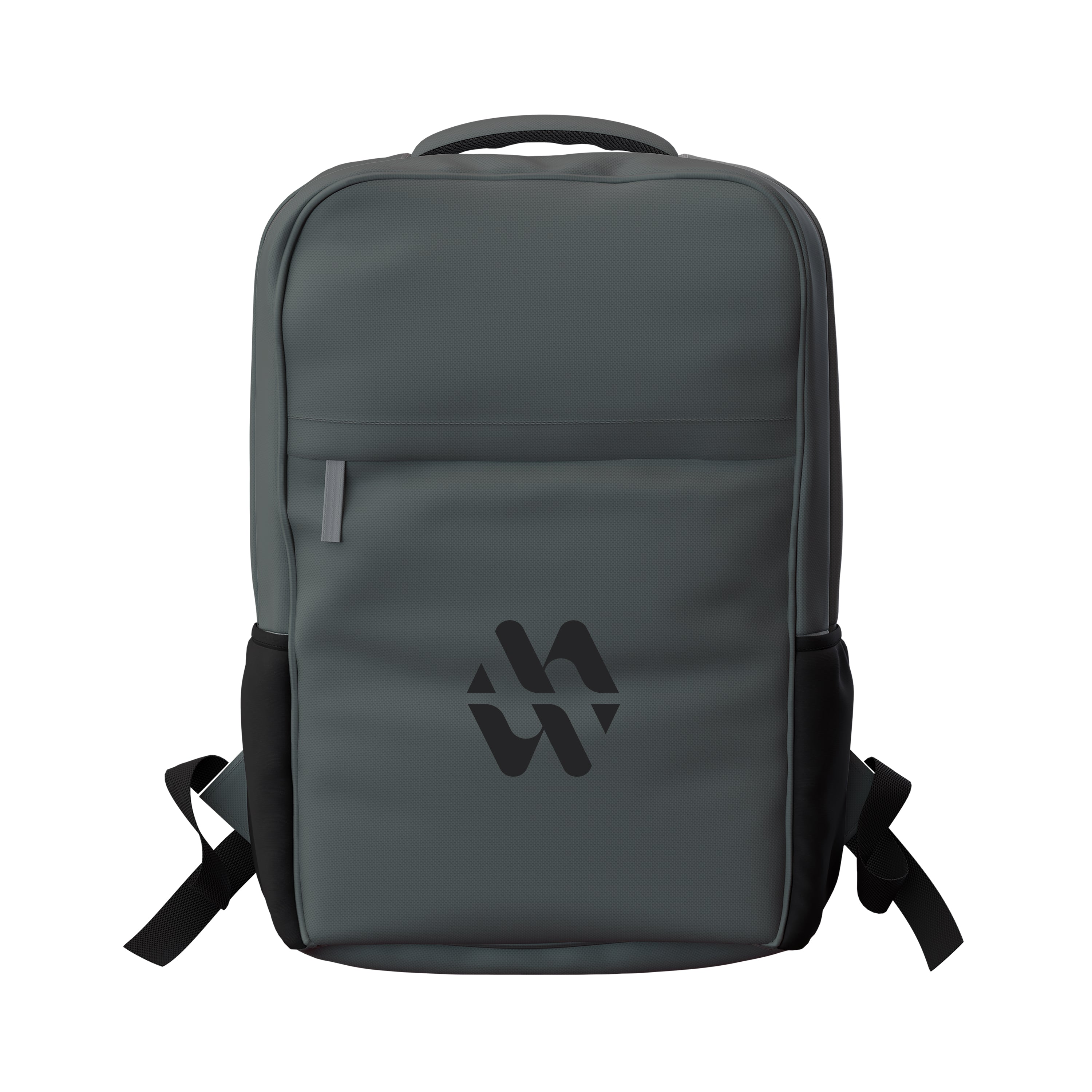 gray Flux 17" laptop Backpack with a custom logo