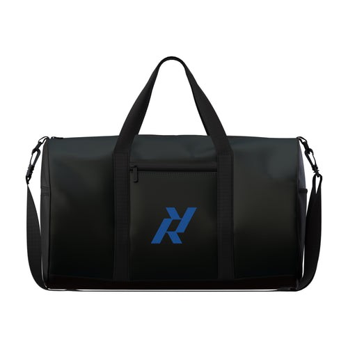 Black Strive Duffel Bag with a custom logo