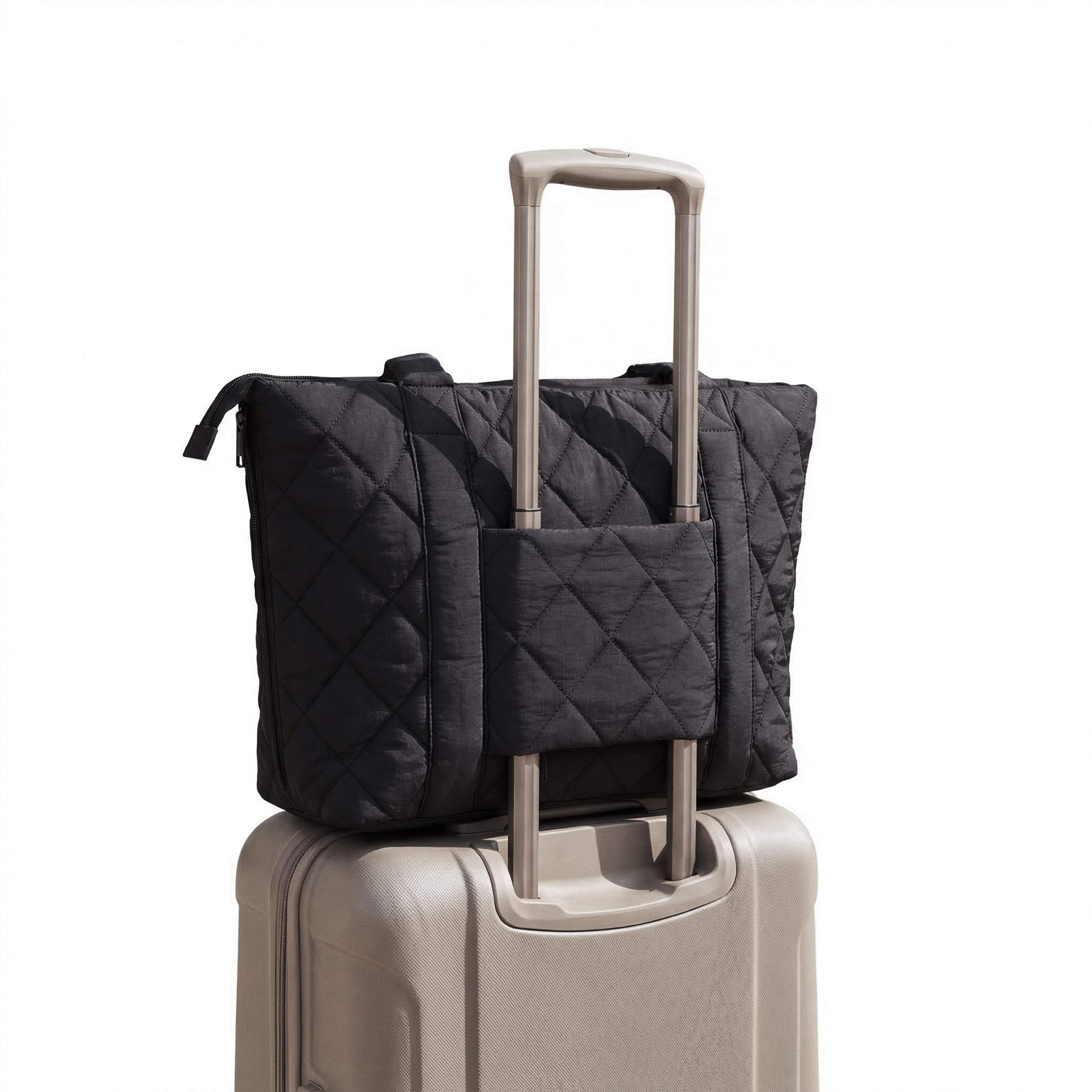 Venus 17" Laptop Tote shown on top of a suitcase