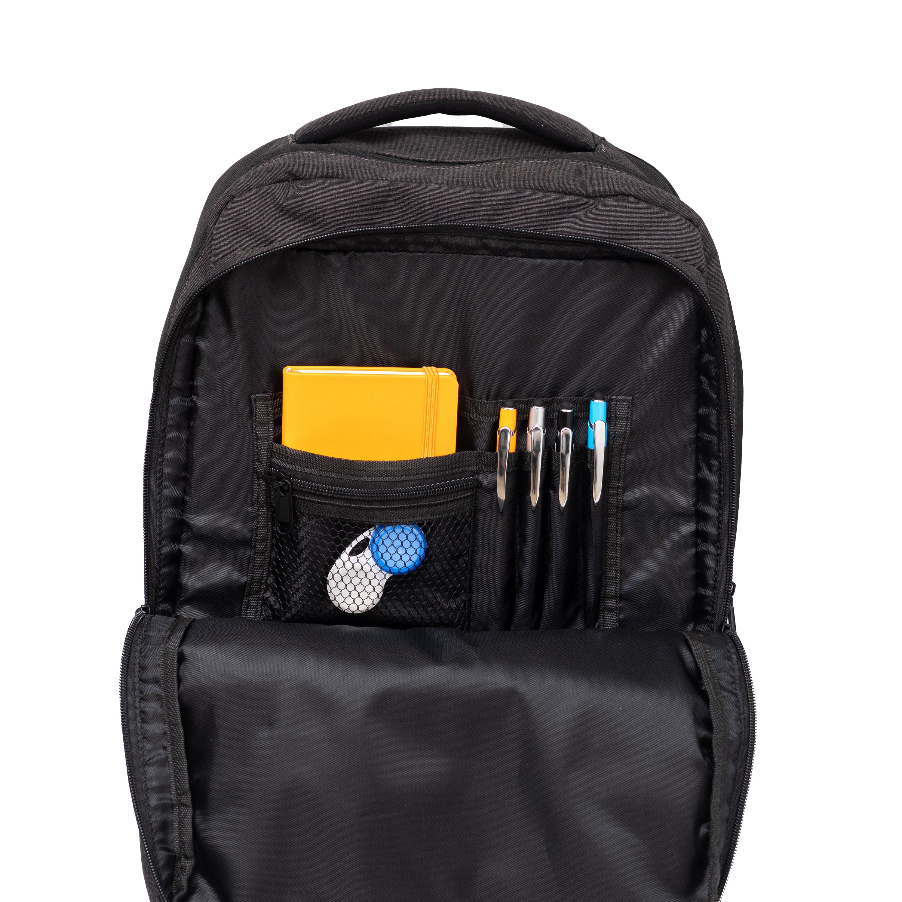 Inside of Nomad Must Haves Renew Backpack shown with non included items