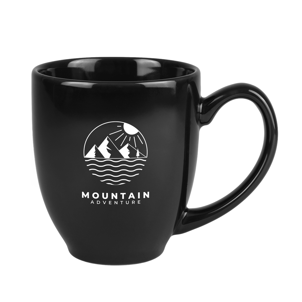 Black 15 Oz. Ceramic Bistro Mug with a custom logo