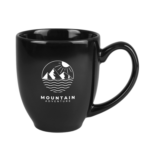 Black 15 Oz. Ceramic Bistro Mug with a custom logo