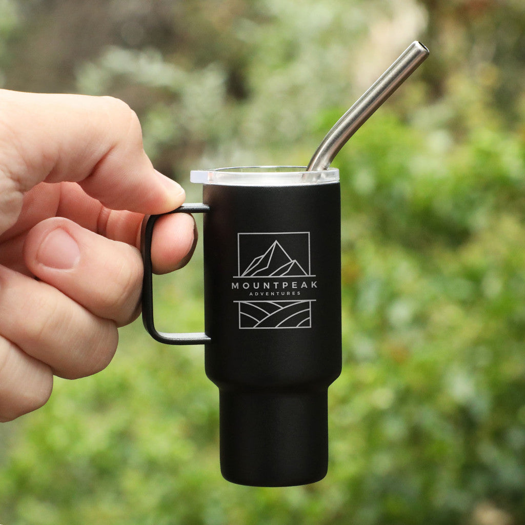 Black 2 Oz. Mini Stainless Steel Tumbler With Straw with a custom logo
