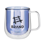 Blue 8.4 Oz. Double Walled Colored Glass Mug with a custom logo