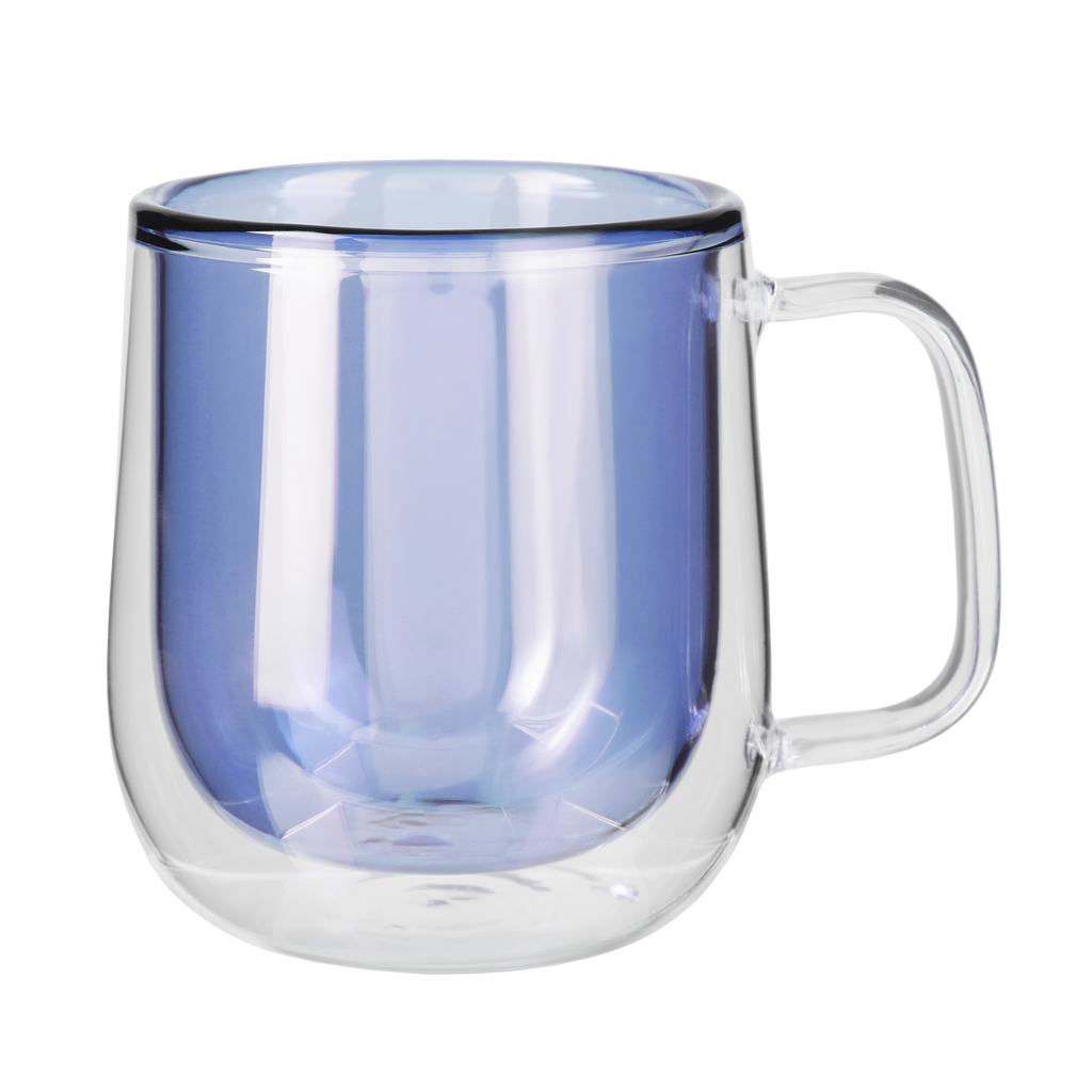Blue 8.4 Oz. Double Walled Colored Glass Mug