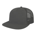 Gray trucker cap with mesh back on a white background