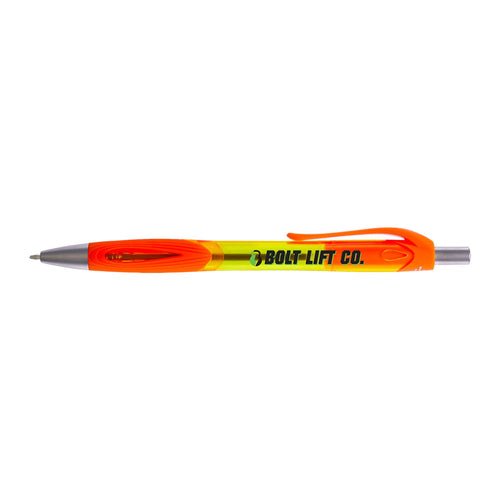 Pen with  branding on a white background