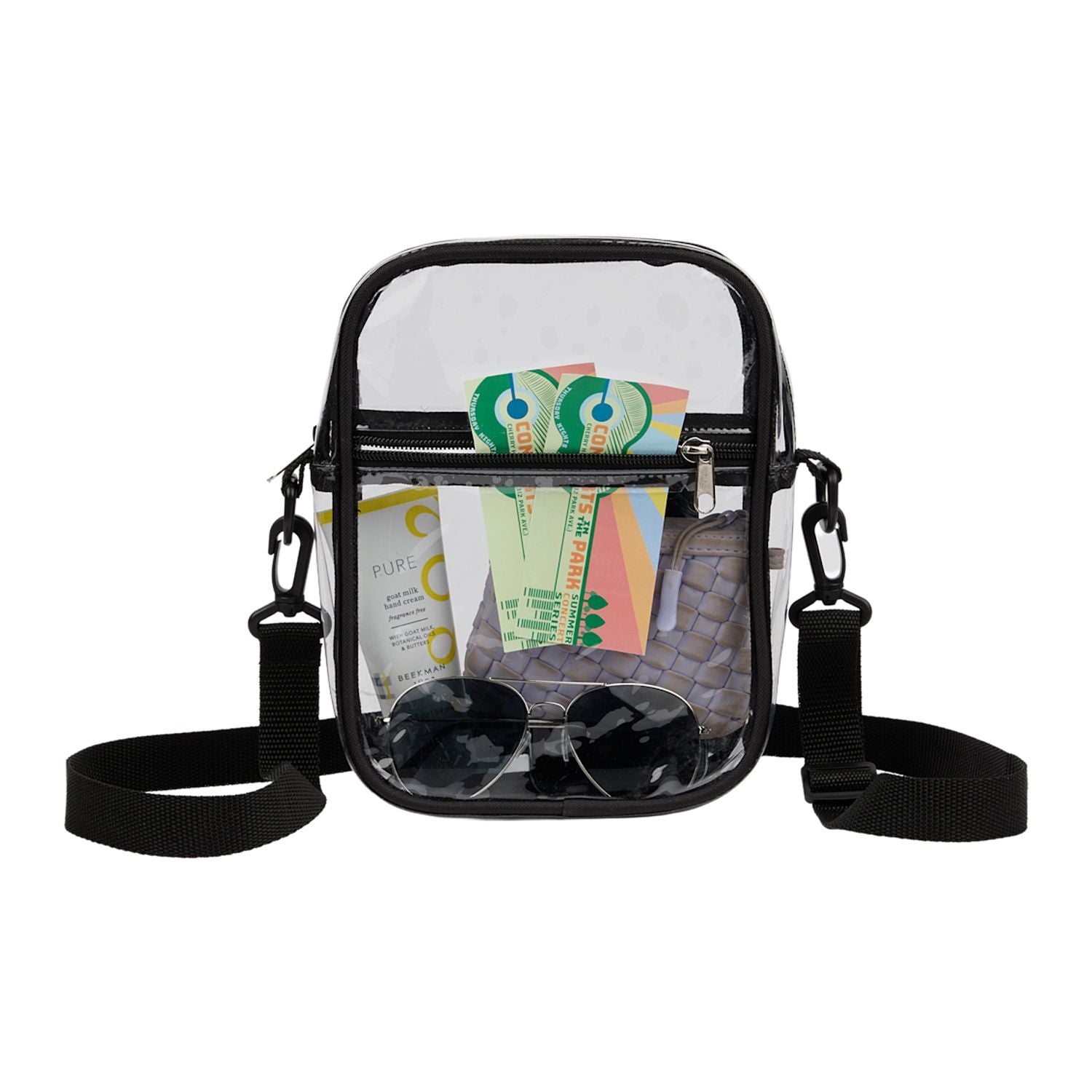 Clear Crossbody Tote Clip with Contents