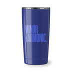 Blue Go time 18 oz Reycled Stainless Steel Tumbler with silk screened logo