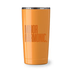 Orange Go time 18 oz Reycled Stainless Steel Tumbler with silk screened logo