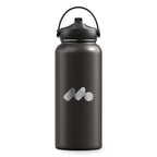 Black Winner's Circle 32oz Recycled Stainless Steel Bottle With Cap Kit with a laser engraved logo