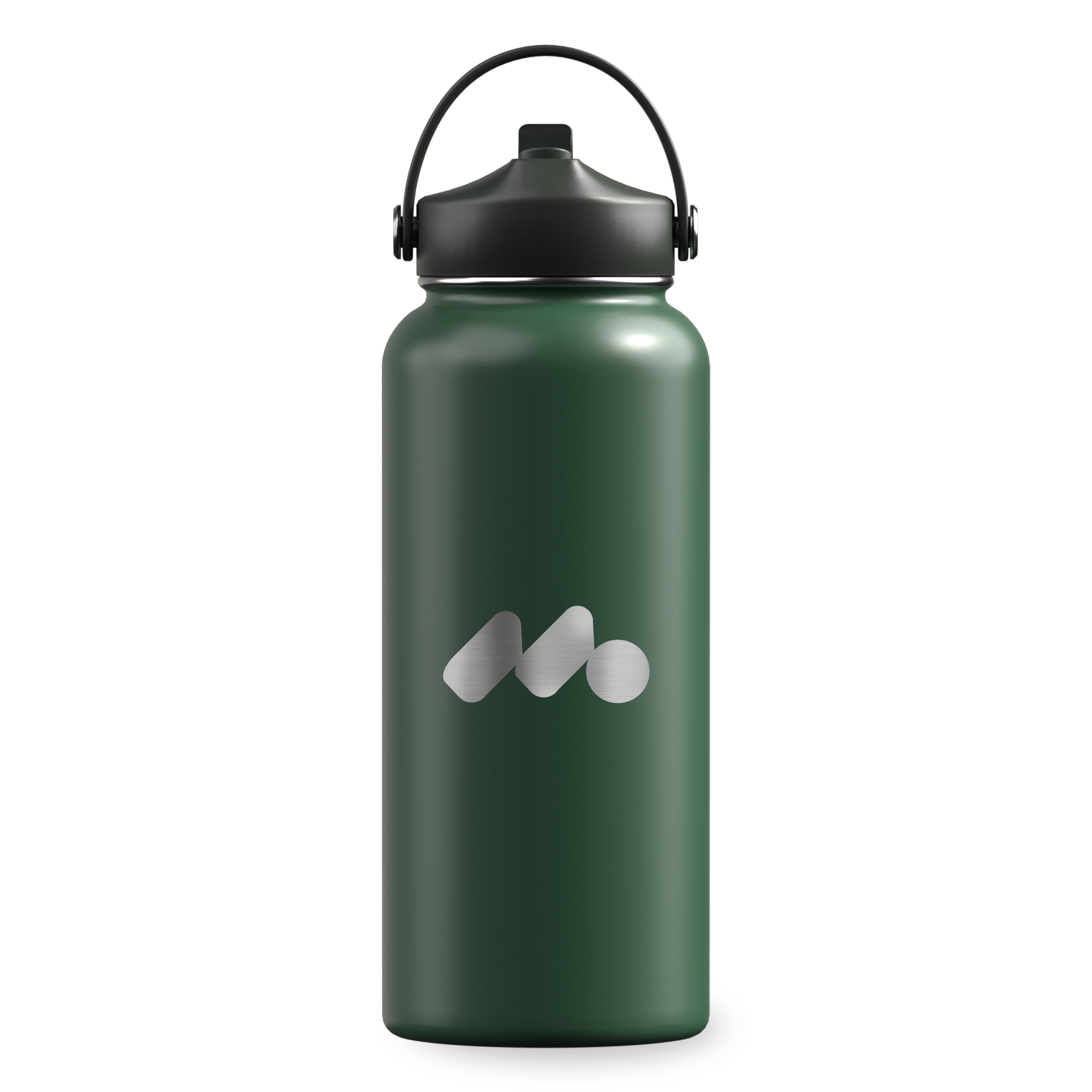 Green Black Winner's Circle 32oz Recycled Stainless Steel Bottle With Cap Kit with a laser engraved logo