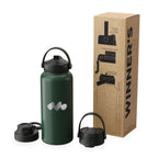 Green Black Winner's Circle 32oz Recycled Stainless Steel Bottle With Cap Kit 