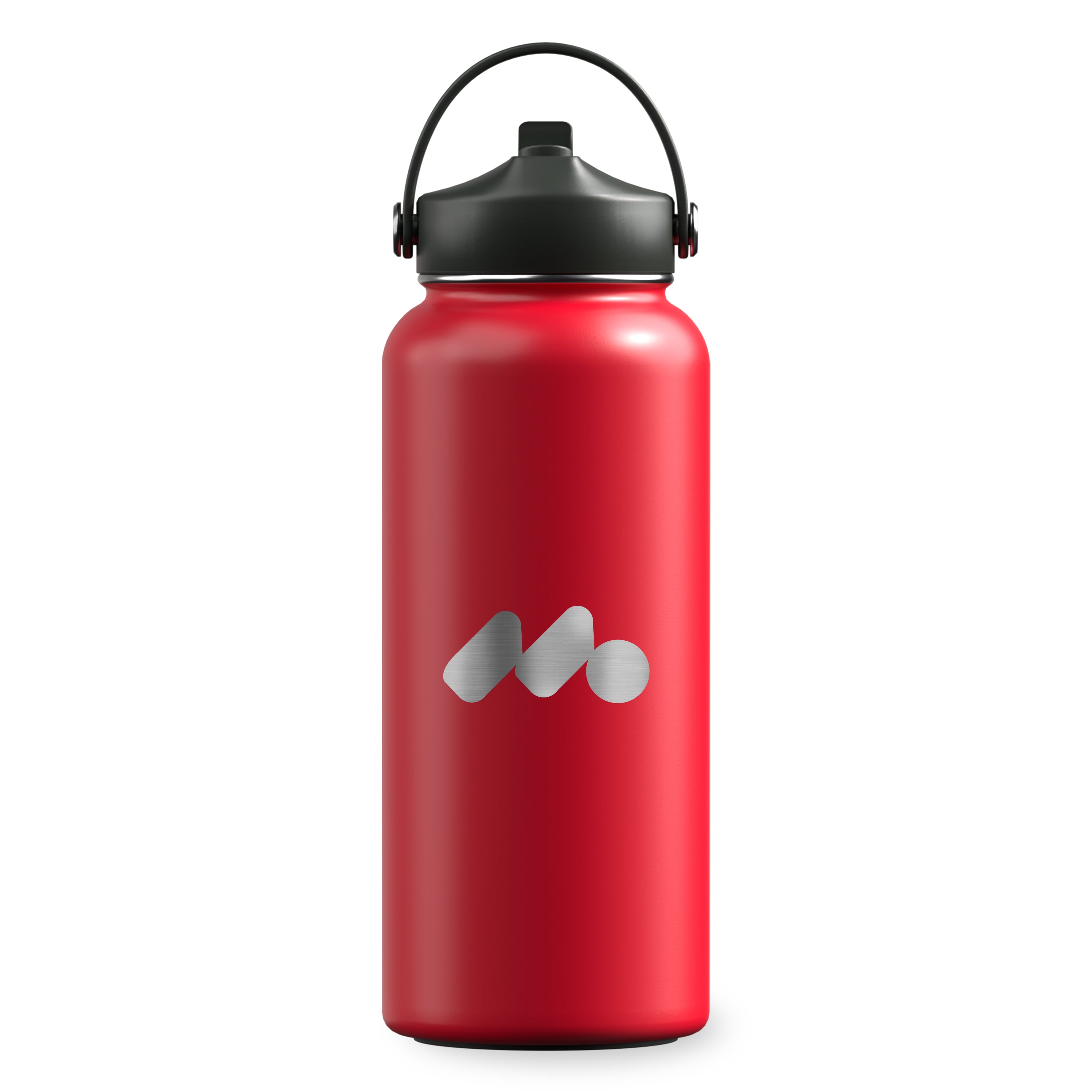 Red Winner's Circle 32oz Recycled Stainless Steel Bottle With Cap Kit with a laser engraved logo