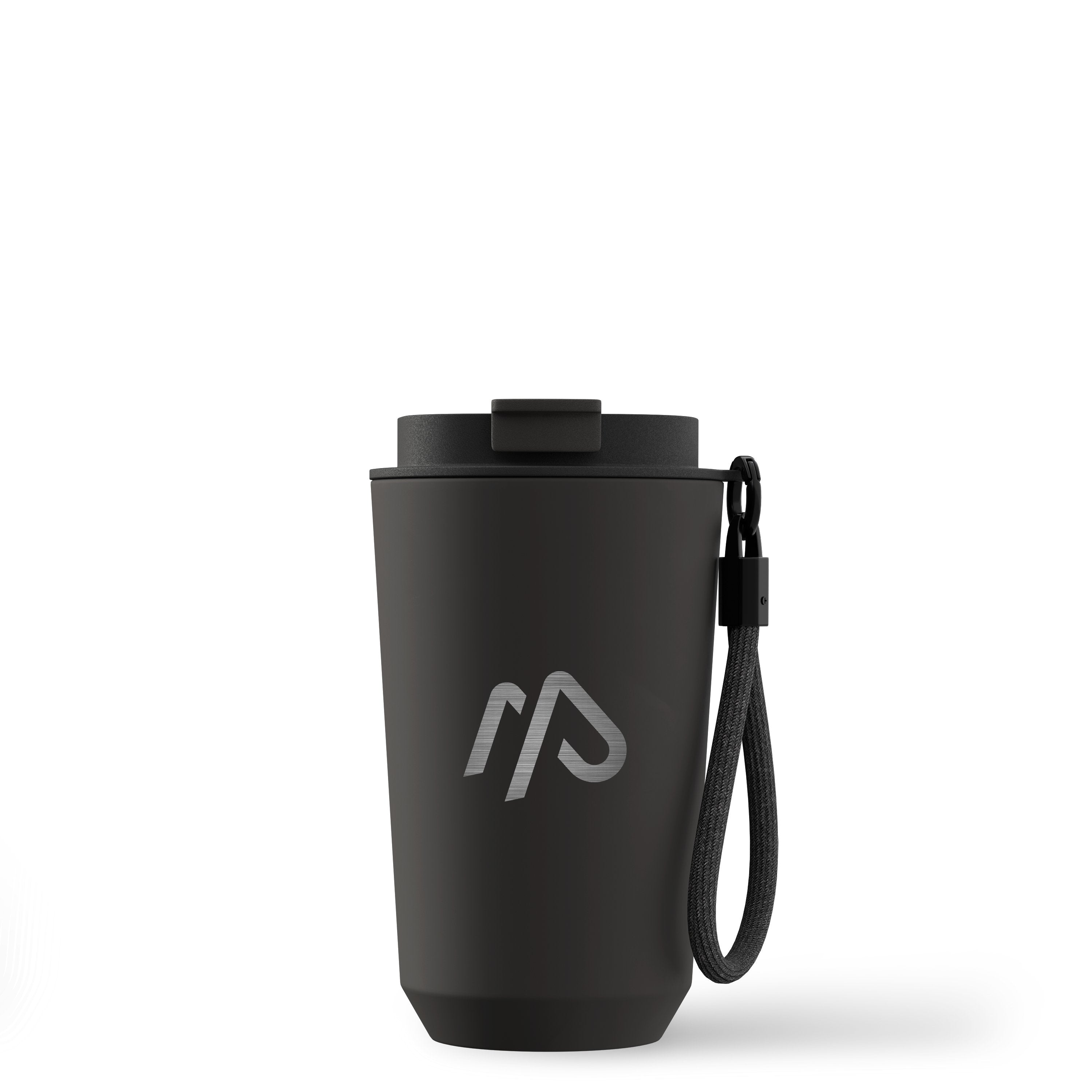 Black Real Deal 12oz Recycled Stainless Steel Tumbler with a custom logo