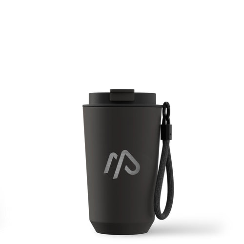 Black Real Deal 12oz Recycled Stainless Steel Tumbler with a custom logo