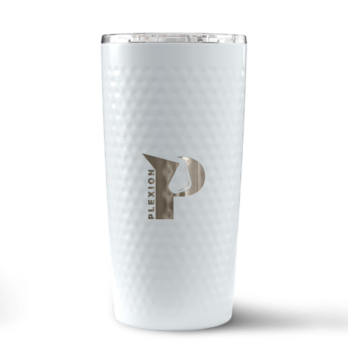 White Up to Par 16.9oz Recycled Stainless Steel Tumbler with a laser engraved logo