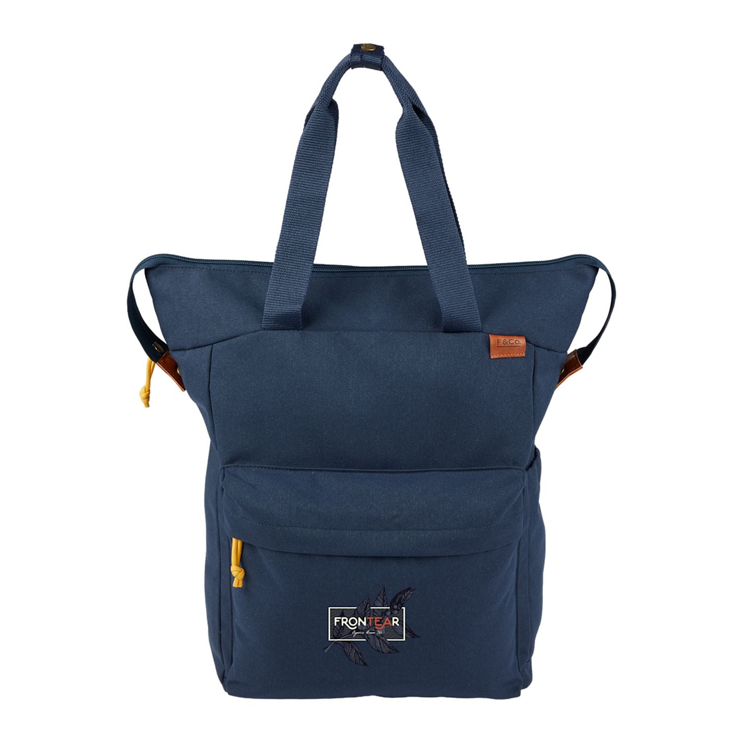 Blue backpack with visible brand logo on a white background
