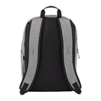Gray backpack with black interior on a white background