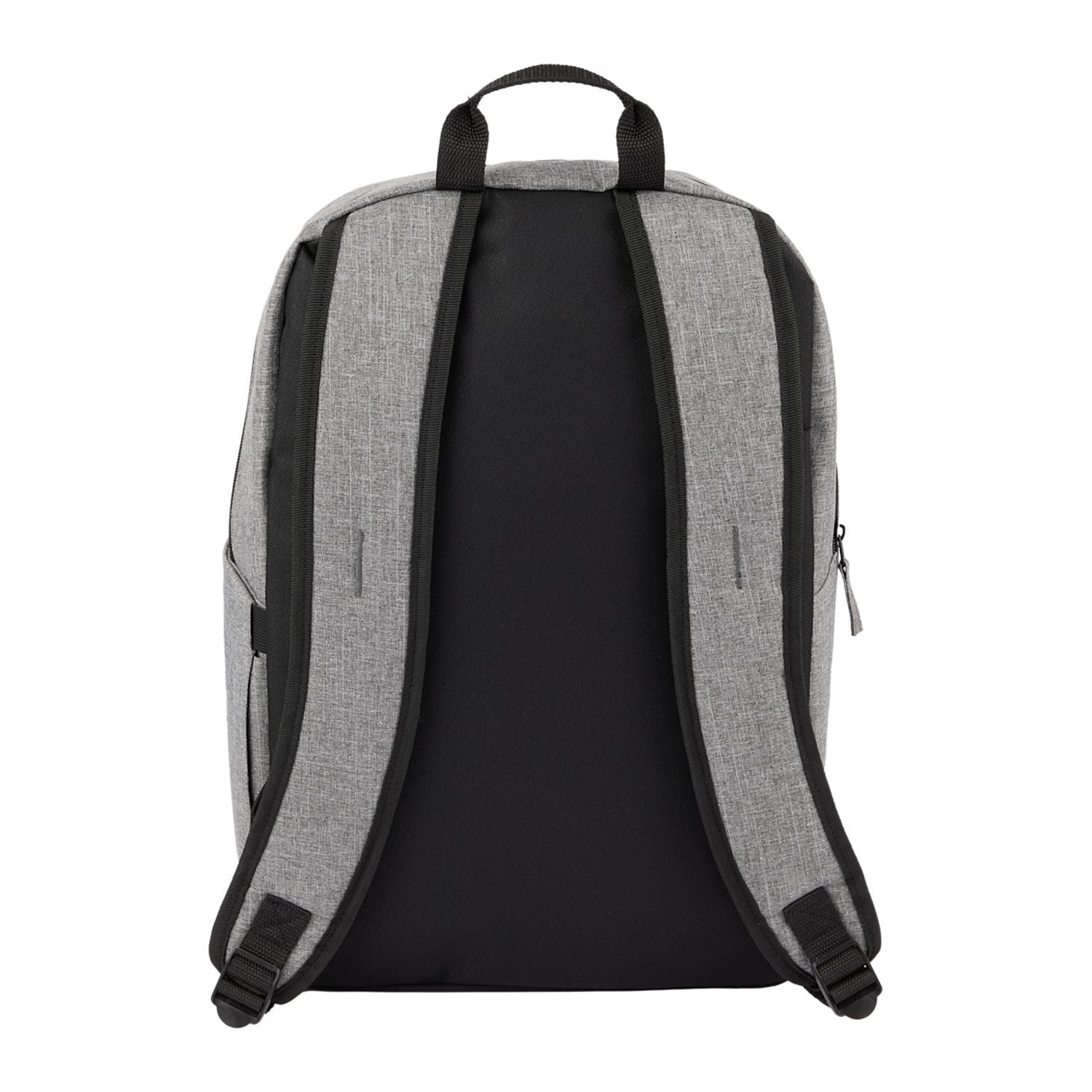 Gray backpack with black interior on a white background