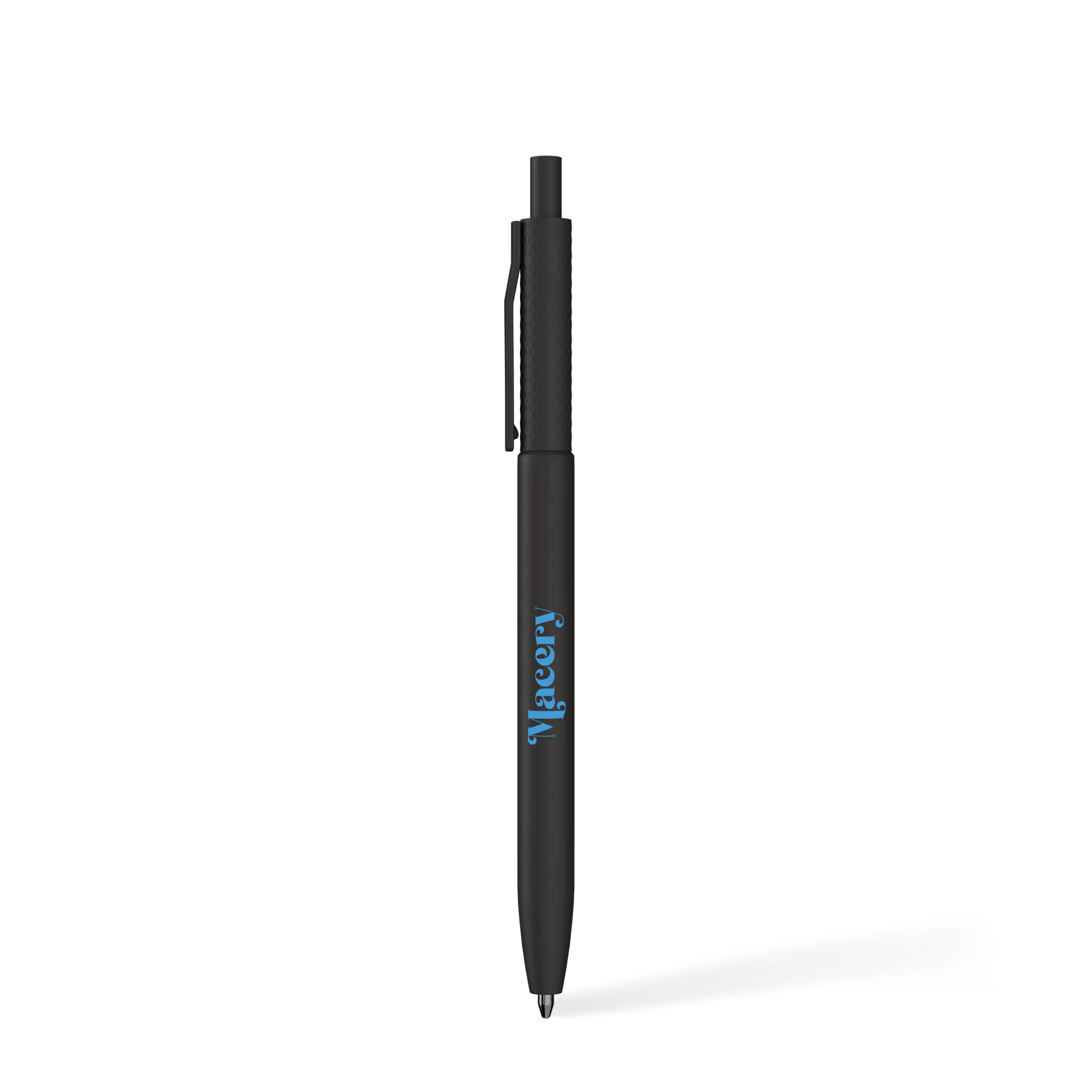 Black Skye Recycled Plastic Ballpoint Pen with a custom logo