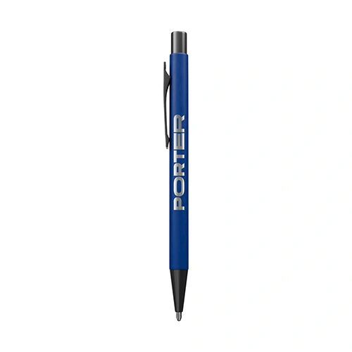 Navy Phase Recycled Aluminum Ballpoint Pen with a laser engraved logo