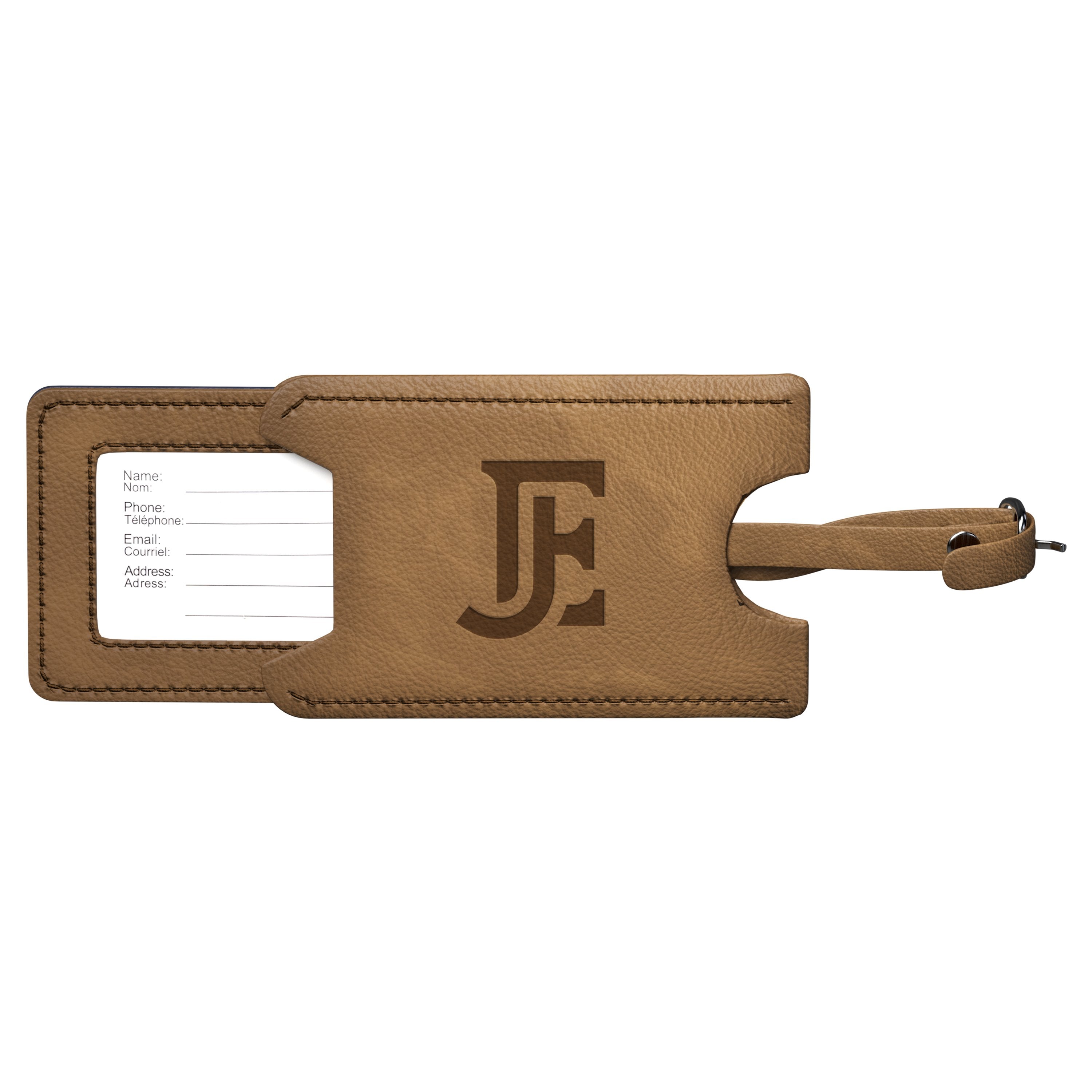 Cognac Old Money Peekaboo Luggage Tag Opened