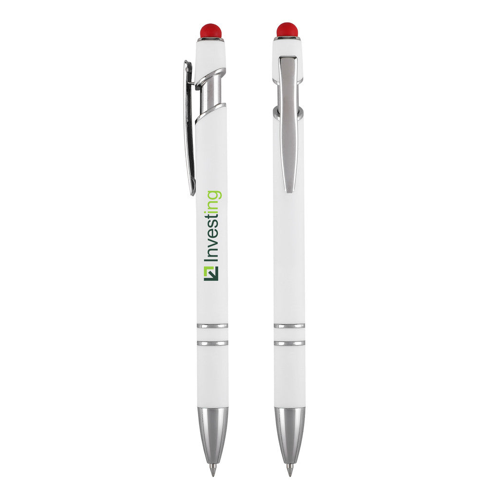Red Gardena WVC Stylus Pen shown with a custom logo