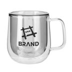 Gray 8.4 Oz. Double Walled Colored Glass Mug with a custom logo