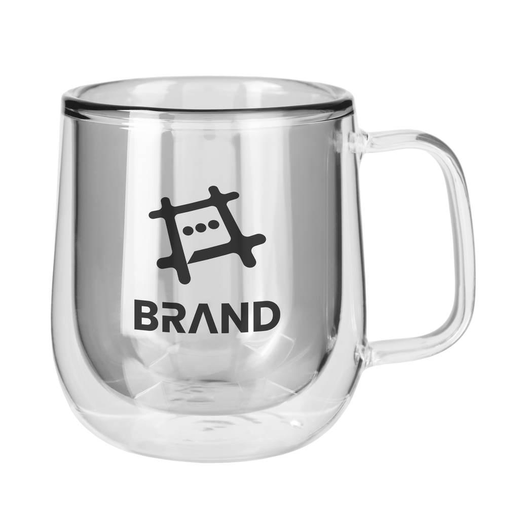 Gray 8.4 Oz. Double Walled Colored Glass Mug with a custom logo