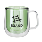 Green 8.4 Oz. Double Walled Colored Glass Mug with a custom logo