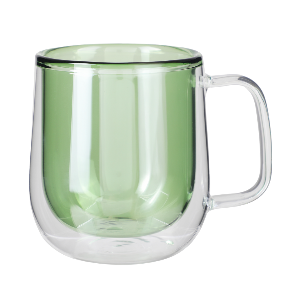 Green 8.4 Oz. Double Walled Colored Glass Mug