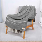 reGen rPET Woven Throw Blanket - Black / Natural
