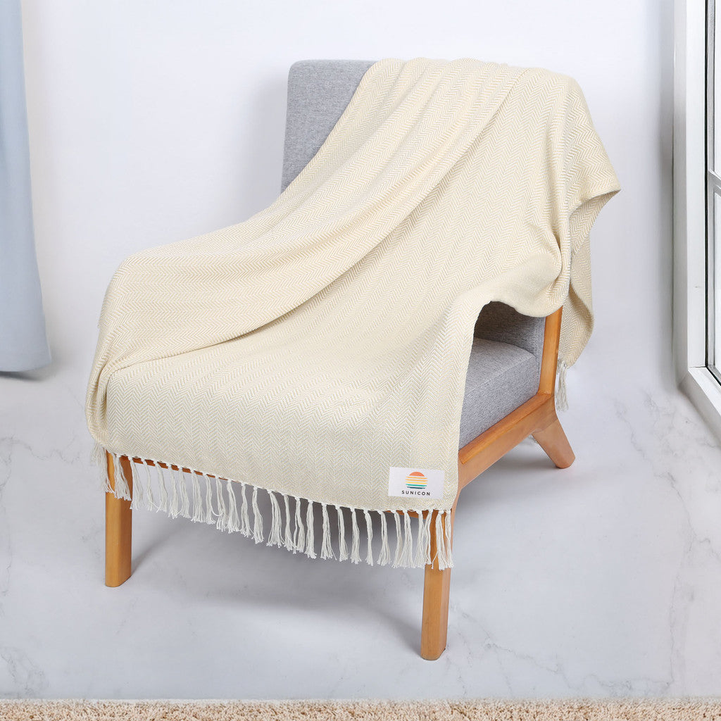 reGen rPET Woven Throw Blanket - Tan / Natural