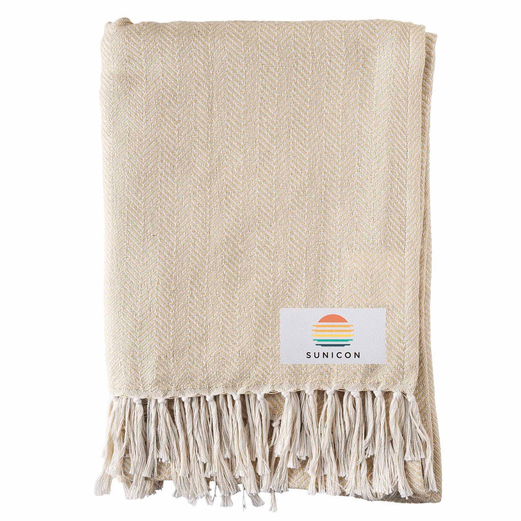 reGen rPET Woven Throw Blanket - Tan / Natural