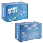Two blue boxes with 'INFINI TUNES' branding on a white background