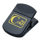 Black clip with a custom logo