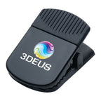 Black clip with a custom logo