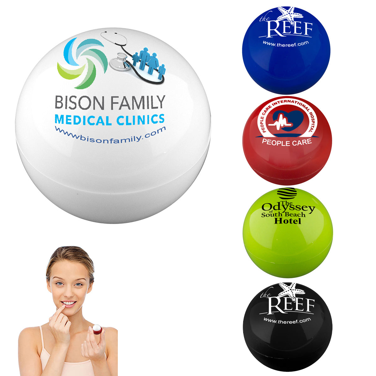 Vanilla Scented Lip Moisturizer Ball shown in all colors