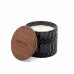 Horizon 10 oz Glass Candle with Acacia Wood Lid - Black