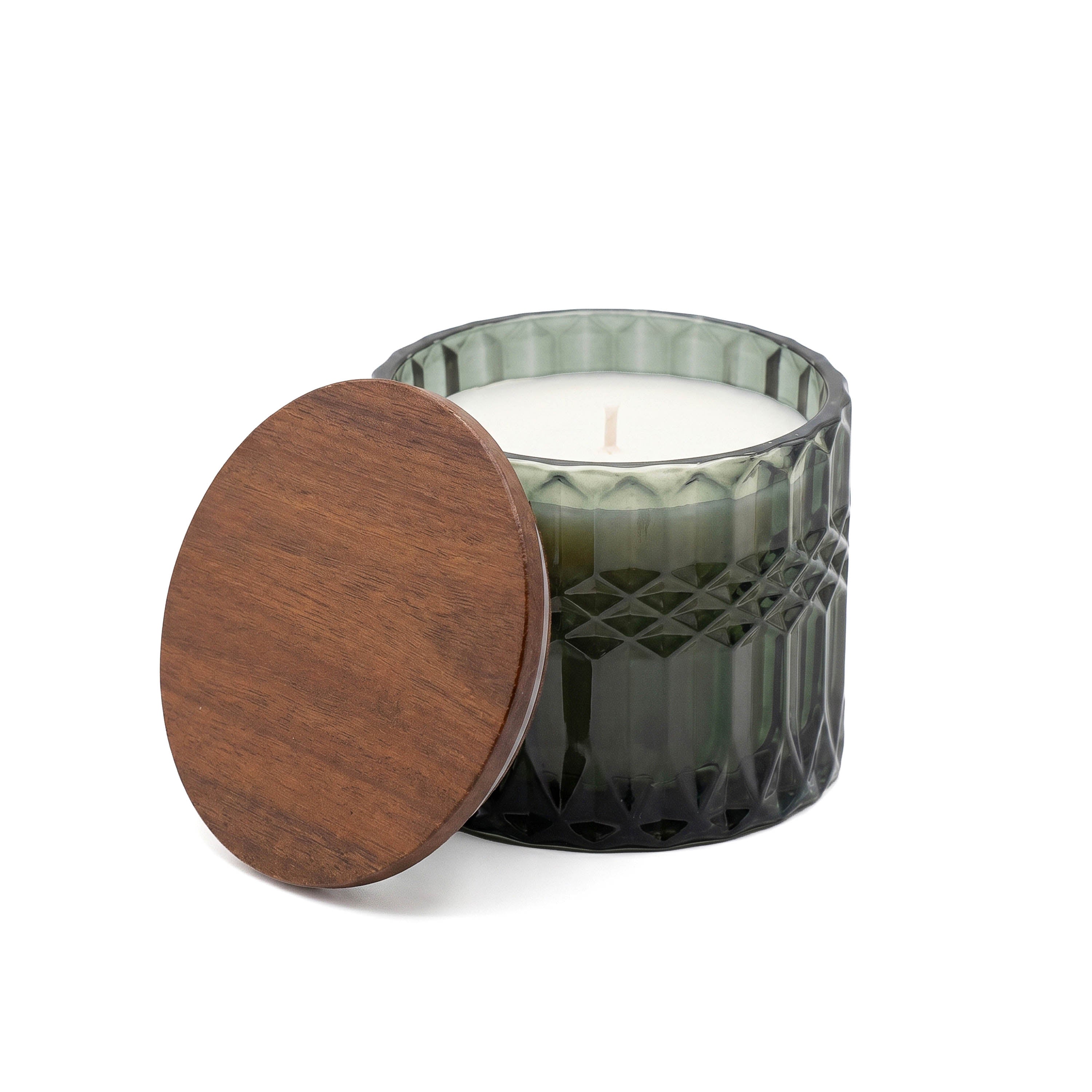 Horizon 10 oz Glass Candle with Acacia Wood Lid - Evergreen
