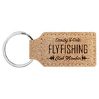 Cork Leatherette Rectangle Keychain with a custom logo