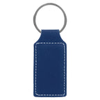 Blue Leatherette Rectangle Keychain with a custom logo